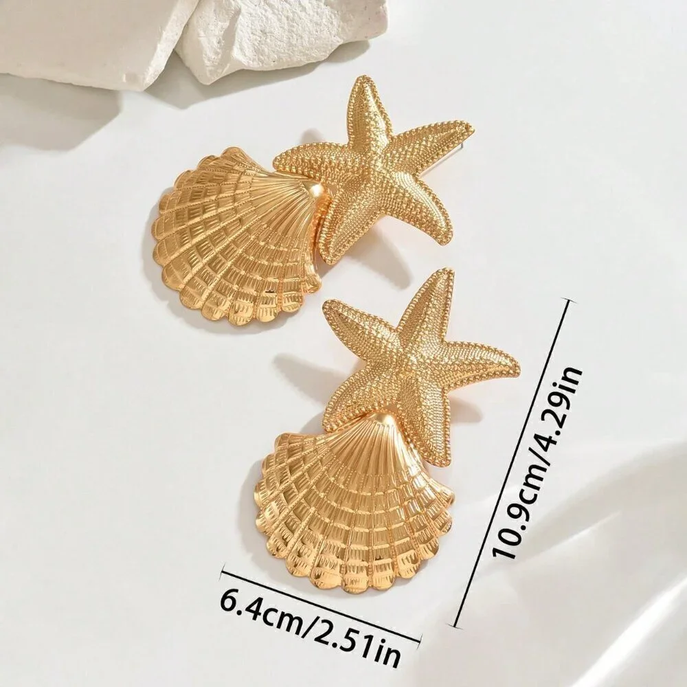 Gold Boho Women's Gold-Plated Handmade Multilayer Tassel Chunky Earrings